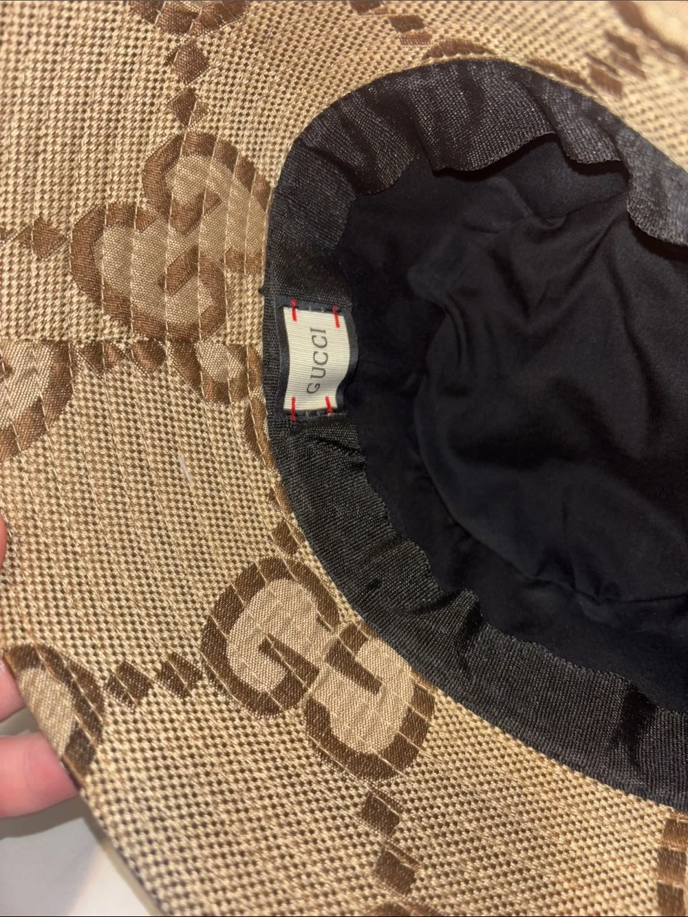 Gold Beige GG Jacquard Bucket Hat with Double G Emblem - Picture 7 of 7